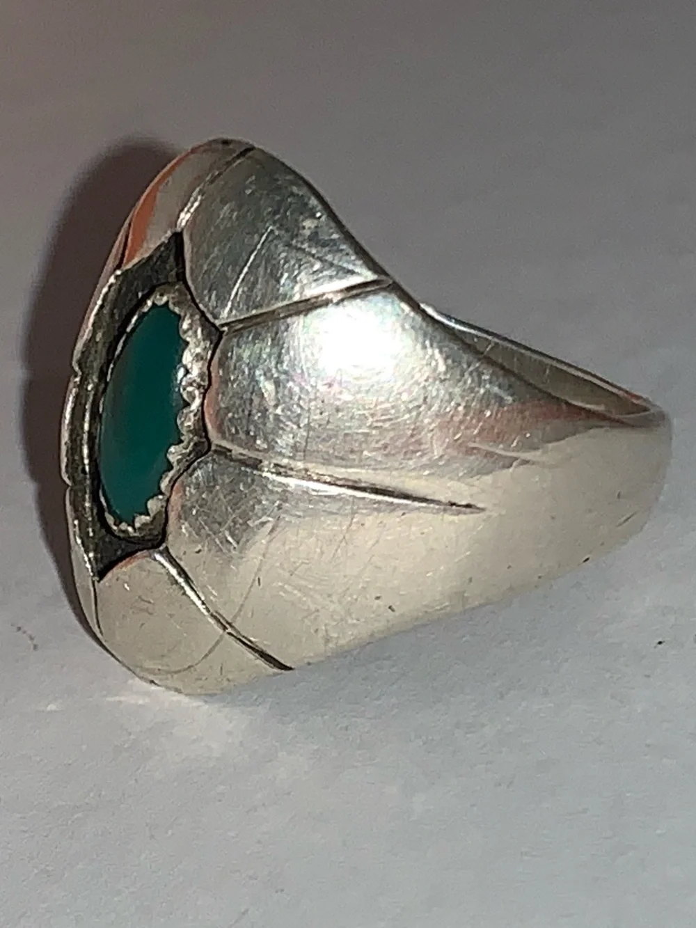 Vintage Sterling Navajo Turquoise Sterling Silver Shadowbox Ring Size 10 3/4 12g